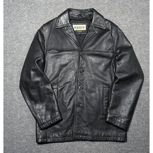 Wilsons Leather M. Julian Leather Coat Button Front Mens Size Large (tag M)Black
